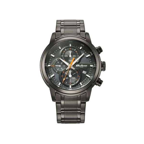 Titan Octane Primal Quartz Chronograph Grey Dial Grey Stainless Steel Strap Watch For Men (90086QM01)