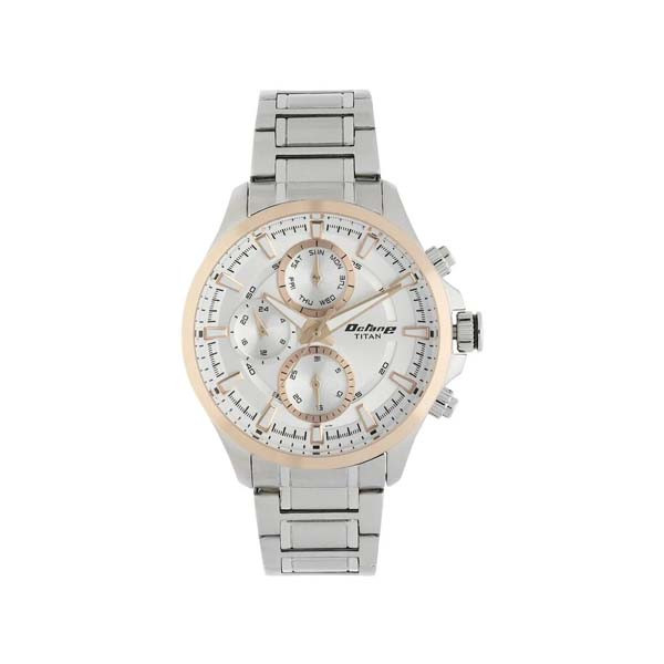 Titan Octane White Dial Quartz Multifunction Stainless Steel Strap watch for Men (NT90104KM03)