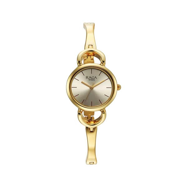 Titan Raga Champagne Dial Watch for Women (NT2724YM01)