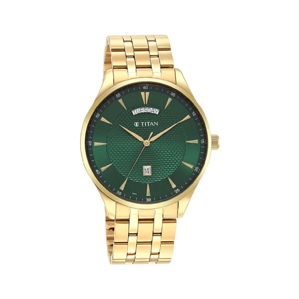 Titan Opulent Green Dial Analog Stainless Steel Strap watch for Men (NT90127YM03)