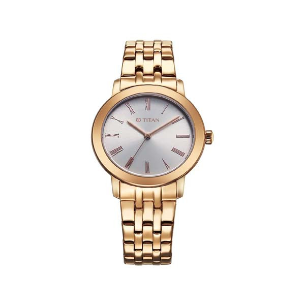 Titan Workmode Quartz Analog Silver sunray dial Dial Stainless Steel Strap Watch For Women (95312WM01)