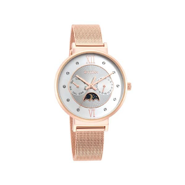 Titan Slimline Silver Dial Quartz Multifunction Stainless Steel Strap Watch for Women (NT95144WM01)
