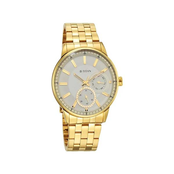 Titan Regalia Opulent White Dial Analog Stainless Steel Strap Watch for Men (NT9441YM02)