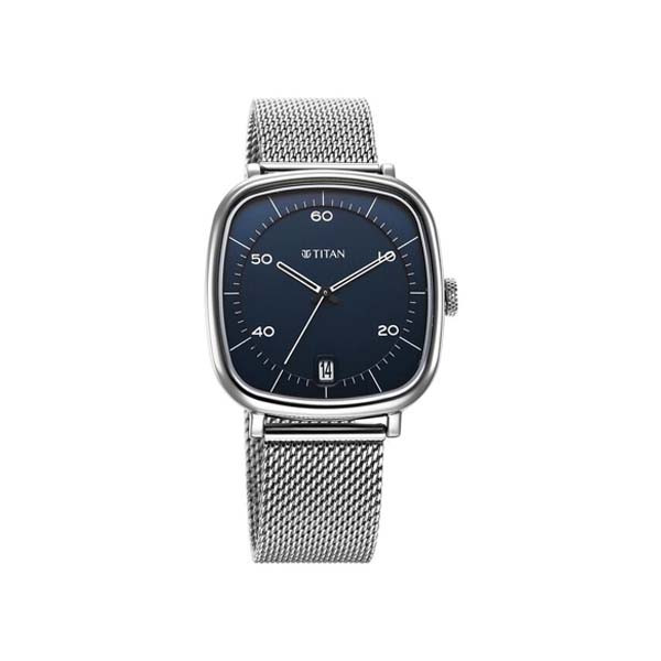 Titan Neo Curve Quartz Analog with Date Blue Dial Stainless Steel Strap Watch For Men (1885SM02)