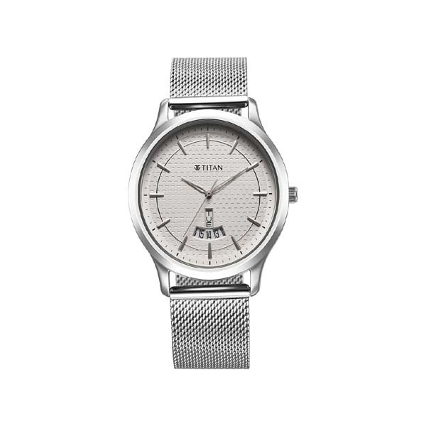 Titan Karishma Quartz Analog Silver Dial Stainless Steel Strap Watch for Men (NT1825SM10)