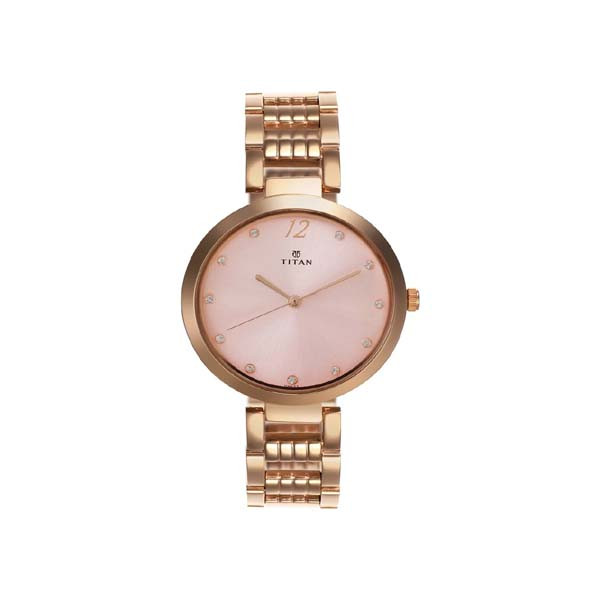 Titan Sparkle Pink Dial Analog Stainless Steel Strap watch for Women (NT2480WM03)