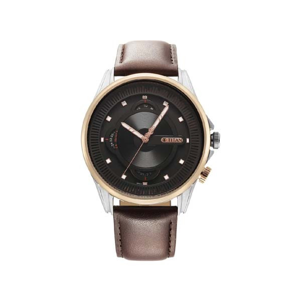 Titan Techno Beats Black Dial Analog with Day and Date Steel Strap Watch for Men (NT1830KL03)