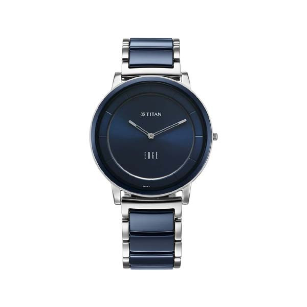 Titan Edge Fusion Quartz Analog Blue Dial Blue Steel & Ceramic Strap Watch for Men (NT1878KD02)