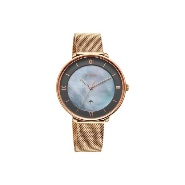 Titan Workwear Mother Of Pearl Dial Analog with Date Stainless Steel Strap watch for Women (NT2651WM10)