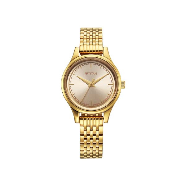 Titan Karishma Quartz Analog Golden Dial Golden Stainless Steel Strap Watch For Women (NT2679YM02)