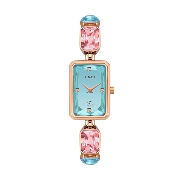 TIMEX Fria Women Round, Cushion, Rectangular, and Rhombus Dial Rose Gold and Silver Watch (TWEL16900)