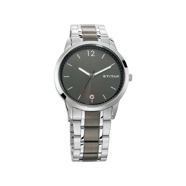 Titan Men's Timeless Style Watch: Refined Anthra Dial and Metal Strap (NT1806KM01)