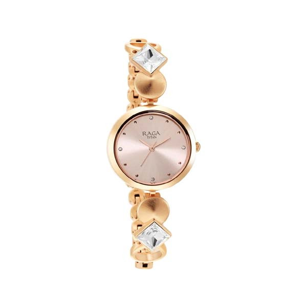 Titan Raga Love All Pink Dial Analog Metal Strap Watch for Women (NT2606WM10)