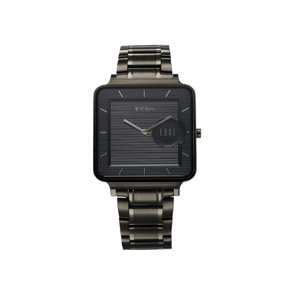 Titan Edge Quad Quartz Analog Blue Dial With Grey Stainless Steel Strap Watch For Men (NT10017QM01)
