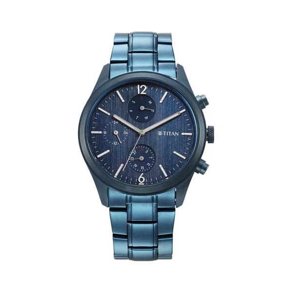Titan Neo Splash Multifunction Blue Dial Blue Stainless Steel Strap Watch For Men (NT1805QM07)