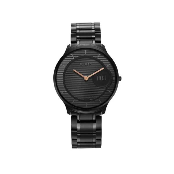 Titan Edge Metal Black Dial Analog Stainless Steel Strap watch for Men (NT1843NM03)