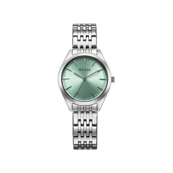 Titan Workmode Quartz Analog Green Dial Stainless Steel Strap Watch For Women (95322SM01)