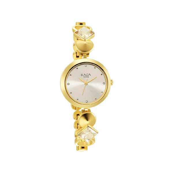 Titan Raga Love All Champagne Dial Analog Metal Strap Watch for Women (NT2606YM08)