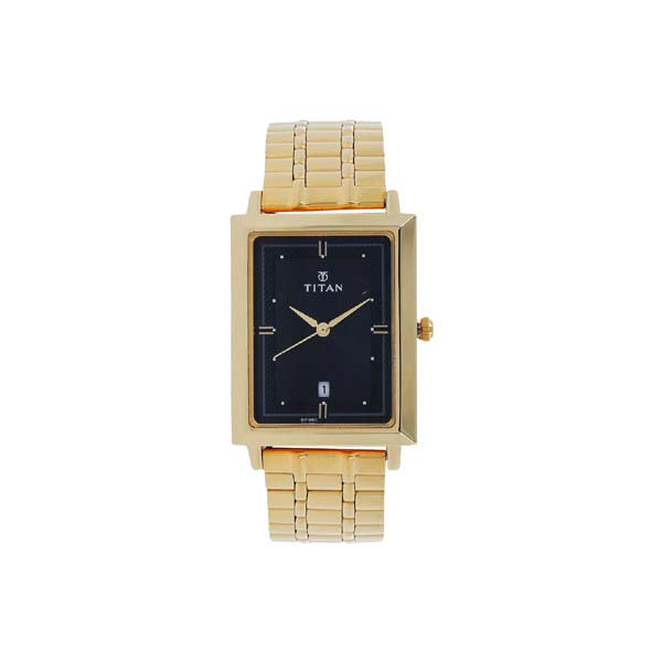 Titan Quartz Analog with Date Black Dial Stainless Steel Strap Watch for Men (NT1715YM03