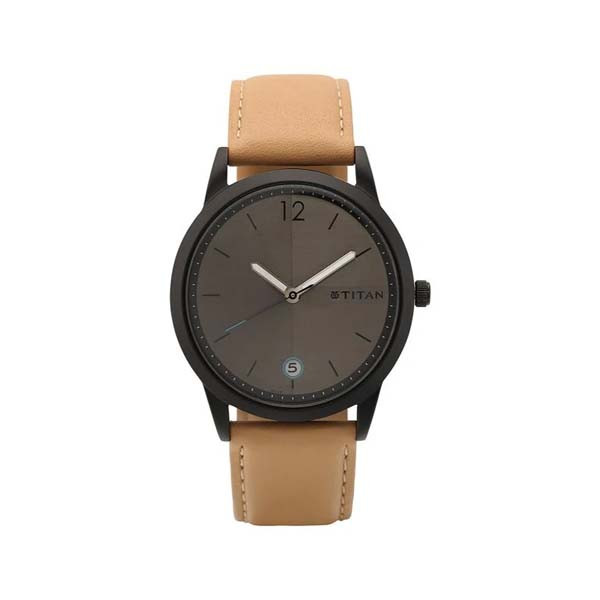 Titan Men's Timeless Style Watch: Refined Anthracite Dial and Lather Strap (NP1806NL01)