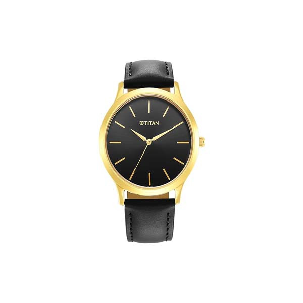 Titan Karishma Radiance Black Dial Analog Leather Strap watch for Men (NT1825YL03)