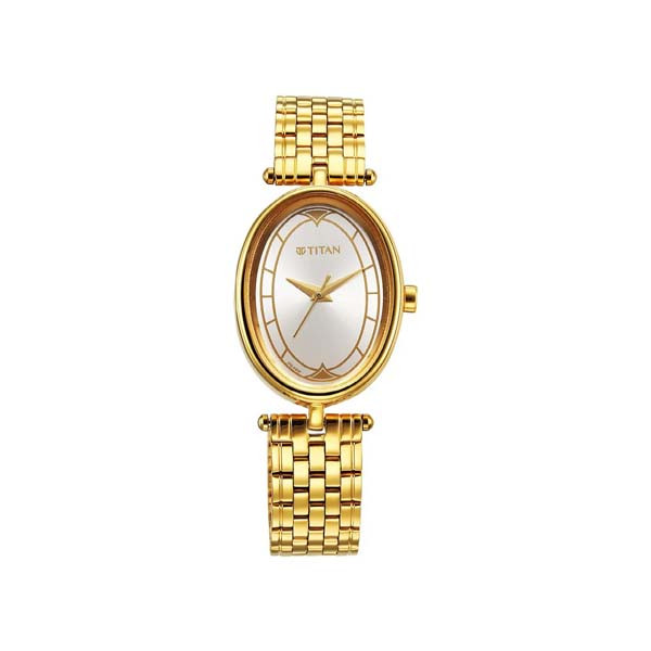 Titan Karishma Beige Dial Analog Stainless Steel Strap watch for Women (NT2758YM01)