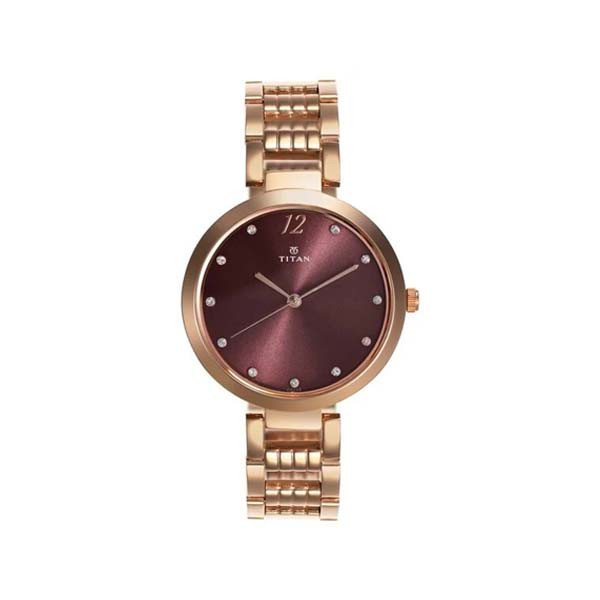 Titan Sparkle Purple Dial Analog Stainless Steel Strap Watch for Women (NT2480WM02)