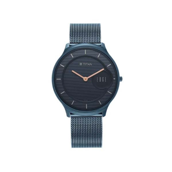 Titan Edge Slim Stainless Steel Blue Dial Analog Watch for Men (NT1843QM01)