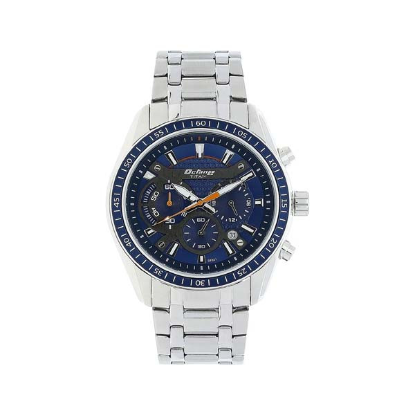 Titan Quartz Chronograph Blue Dial Stainless Steel Strap Watch for Men (NT90077KM02)