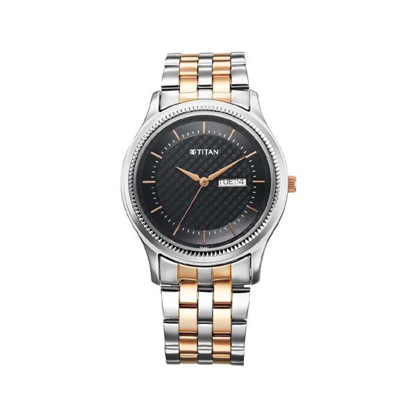 Titan Karishma Quartz Analog with Day and Date Blue Dial Stainless Steel Strap Watch For Men (1824KM02)