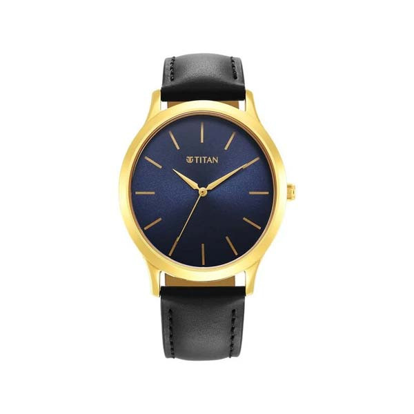 Titan Karishma Radiance Blue Dial Analog Leather Strap watch for Men (NT1825YL05)