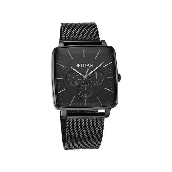 Titan Avant Garde Black Dial Quartz Multifunction Stainless Steel Strap watch for Men (NT90147NM01)