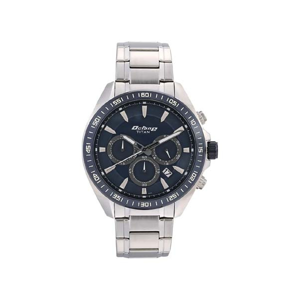 Titan Octane Blue Dial Chronograph Stainless Steel Strap watch for Men (NT90103KM02)