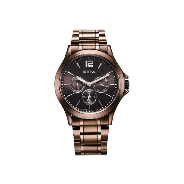 Titan Neo Splash Quartz Multifunction Black Dial Stainless Steel Strap Watch for Men (NT1805QM04)
