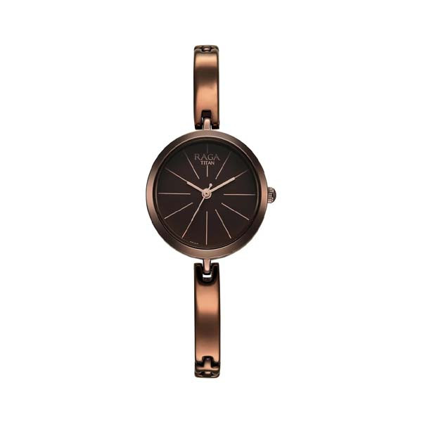 Titan Raga Viva Quartz Analog Brown Dial Brown Metal Strap Watch for Women (NT2606QM03)